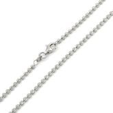 925 Sterling Silver 2.5mm Ball Bead Moon Cut Rhodium Chain